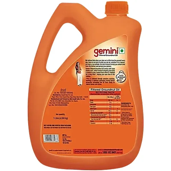 Gemini Filtered Groundnut Oil Jar, 5L