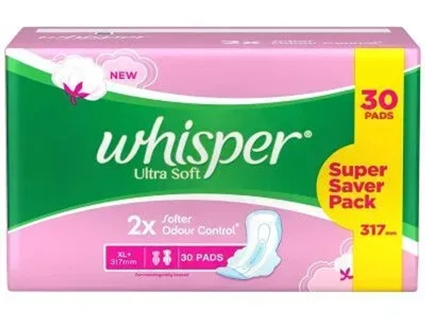 Whisper Ultra Soft XL+ Sanitary Pads 30 N