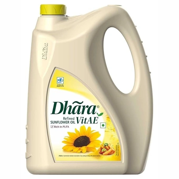 Dhara Refined Sunflower Oil Jar, 5 L
