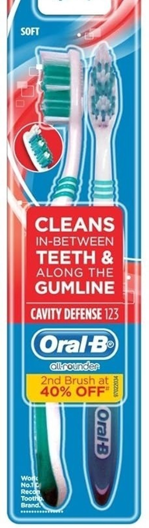 Oral B Oral-B All Rounder Tooth Brush Cavity Defense 123, 2 N