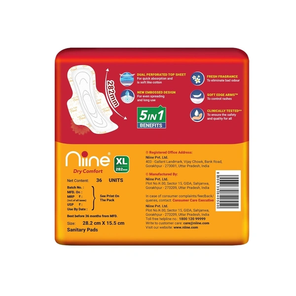 Niine Dry Comfort XL Anti Leak Sanitary Pads 36 N