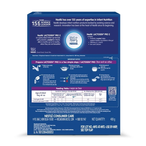 Lactogen Stage 2 Baby Formula Powder After 6 Months Upto 12 Months, 400 g