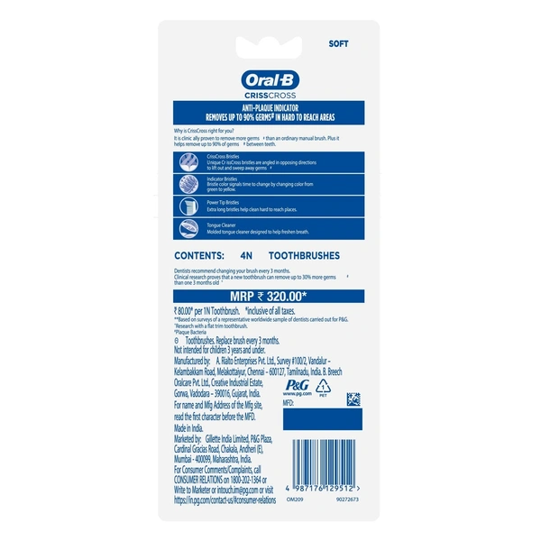 Oral-B Criss Cross Toothbrush Soft 4 N