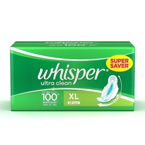 Whisper Ultra Clean XL Sanitary Pads 30 N