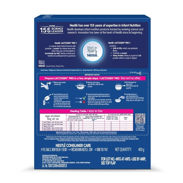Lactogen Stage 1 Baby Formula Powder Upto 6 Months 400 g