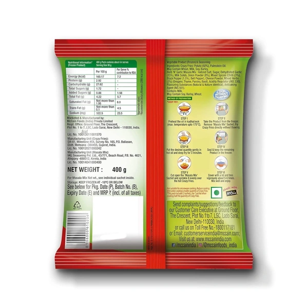 McCain Crazy French Fries Herbs & Garlic, 400 g