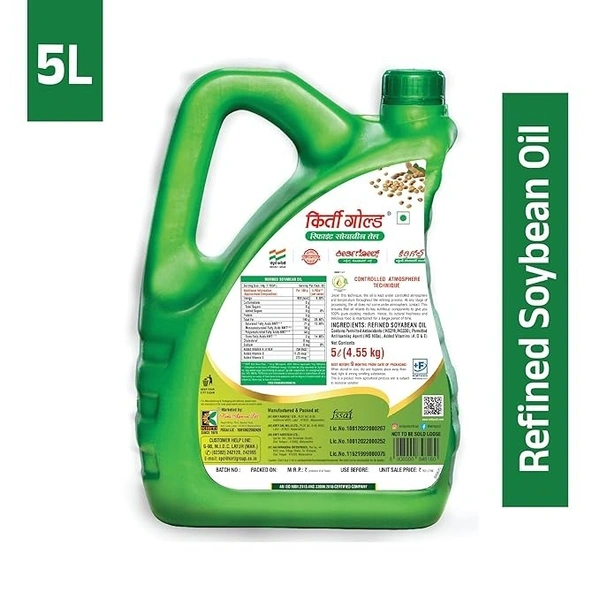 Kirti Gold Refined Soyabean Oil Jar, 5 L