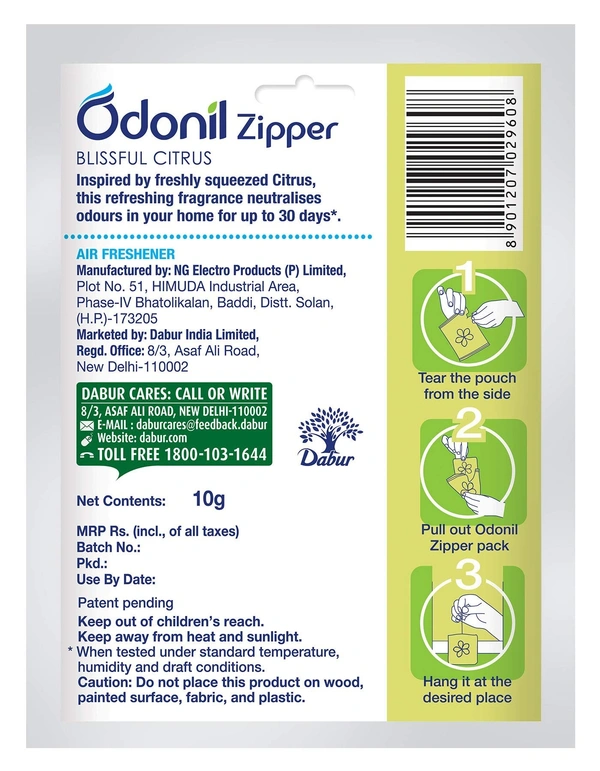 Odonil Zipper Citrus Fresh Air Freshener 10 g