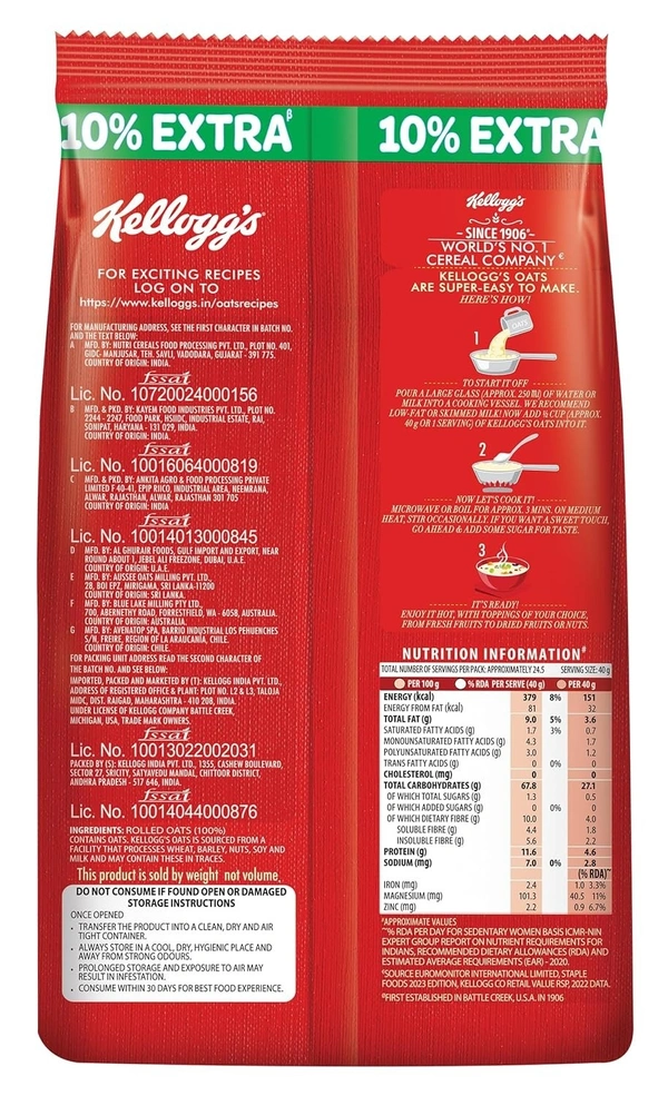 Kellogg's Plain Oats 900 g