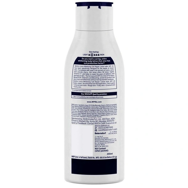 Nivea Whitening Body Lotion Spf 15, 200 ml