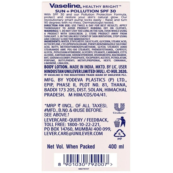 Vaseline SPF 30 Healthy Bright Lotion 400 ml