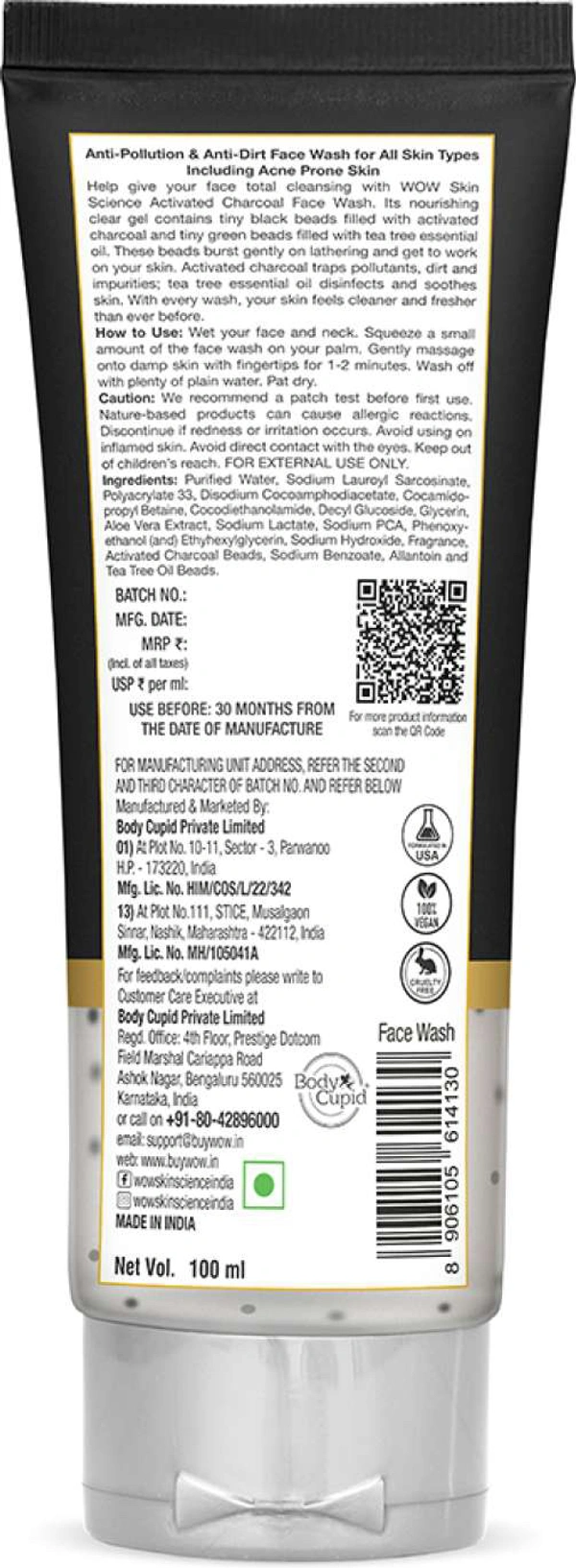 Wow Activated Charcoal Face Wash 100 ml