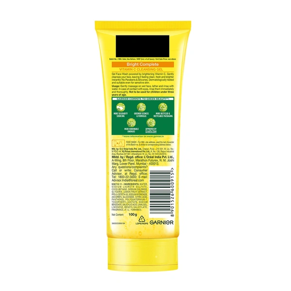 Garnier Skin Naturals Bright Complete Vitamin C gel Face Wash 100 g