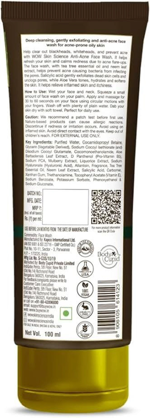 Wow Anti Acne Face Wash 100 ml