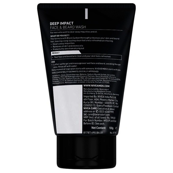 Nivea Men Face Wash Deep Impact, 100 ml