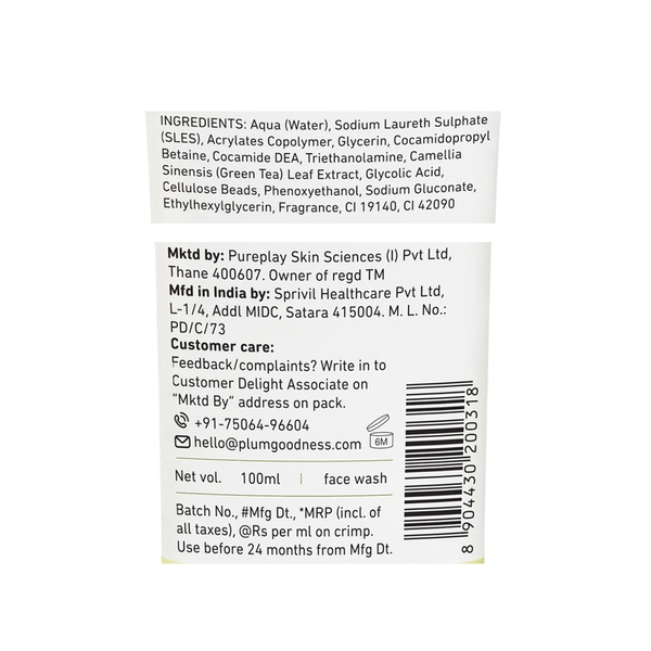 Plum green Tea Pore Cleansing Face Wash100 ml