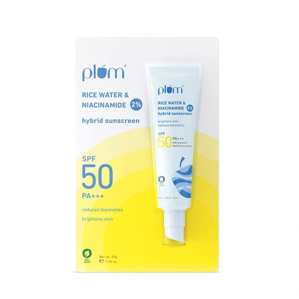 Plum Ricewater And Naicinamide Hybrid Sunscreen, 50 g