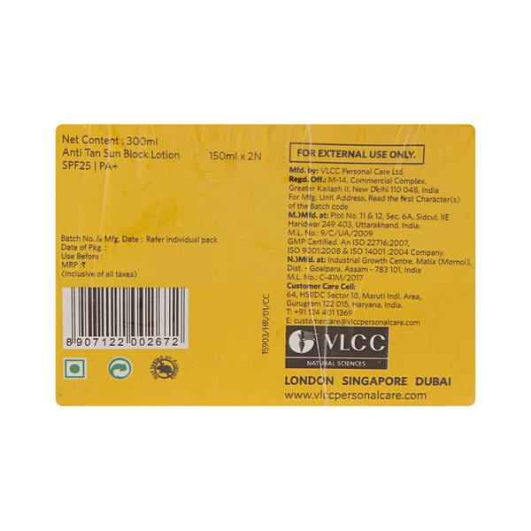 VLCC Sun Sunscreen SPF 25, 150 ml + 150 ml