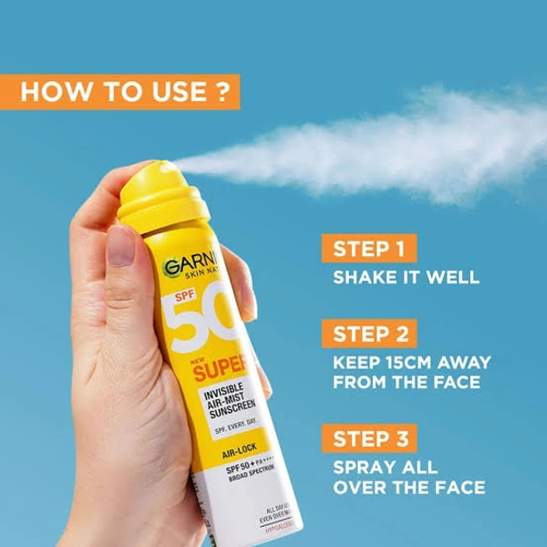 Garnier Super UV Invisible Air Mist Sunscreen SPF 50, 75ml