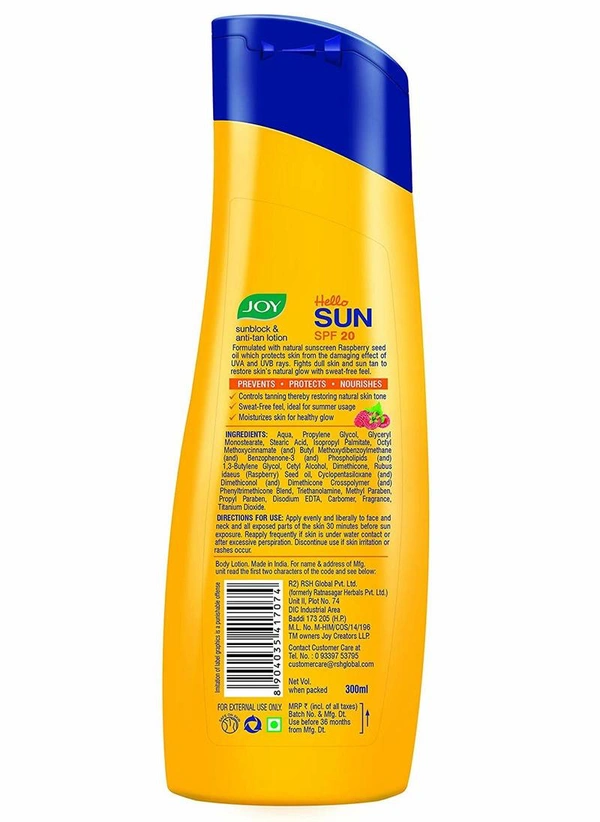 Joy Sunscreen Lotion SPF 15, 300 ml