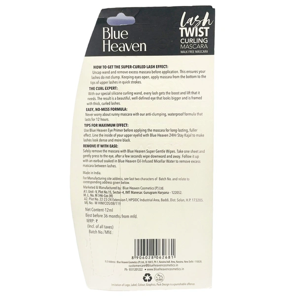 Blue Heaven Lash Twist Black Curling Mascara 12 ml