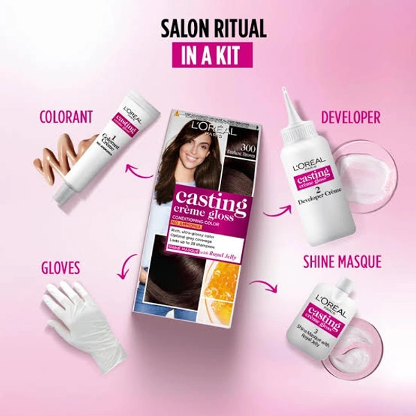 L'oreal Paris Casting Creme Gloss Hair Colour Dark Brown, 72 ml