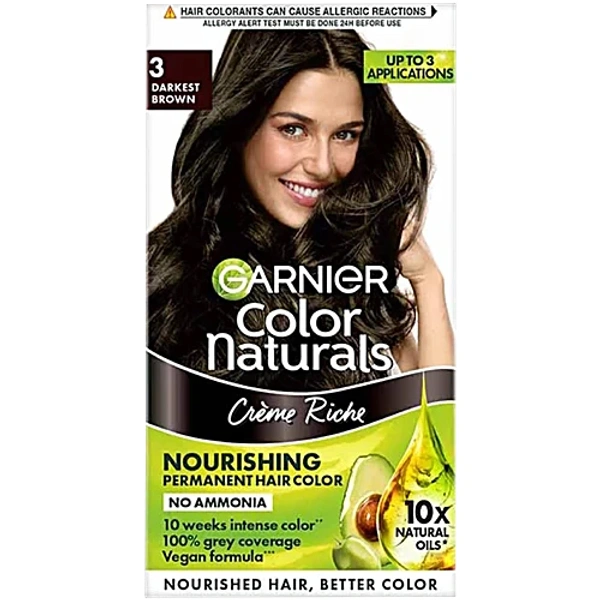 Garnier Color Naturals Hair Colour Darkest Brown Shade No.3, 35 ml + 30 g