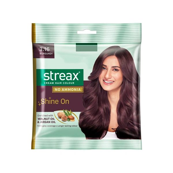 Streax Cream Hair Colour Burgundy, 12 g + 12 ml
