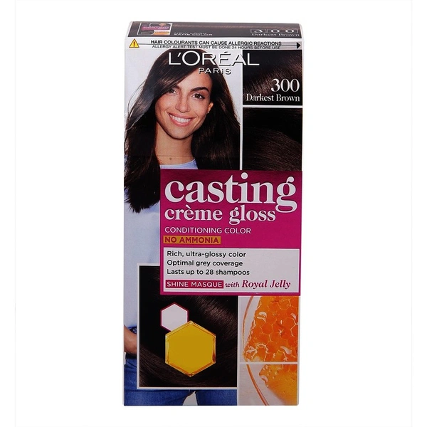 L'oreal Paris Casting Creme Gloss Hair Colour Darkest Brown, 72 ml