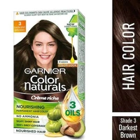 Garnier Color Naturals Hair Colour Darkest Brown Hair Colour Shade No 3, 70 ml + 60 g