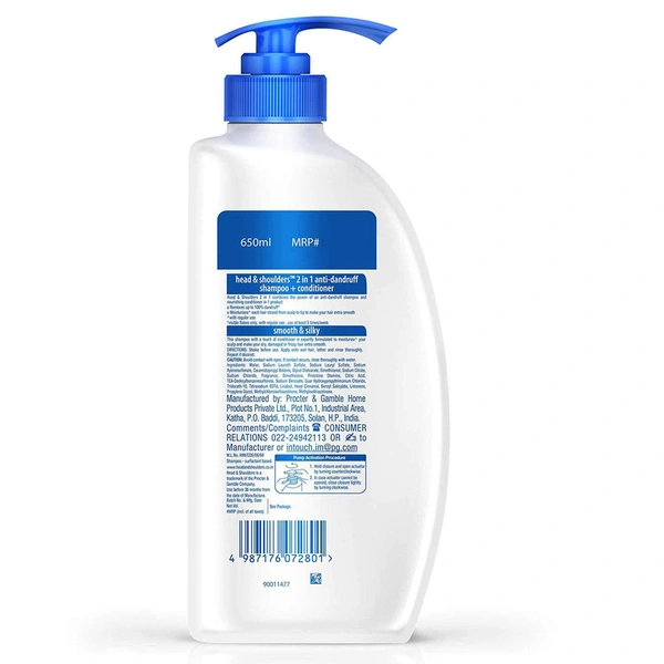 Head And Shoulders Smooth And Silky Hair 2 In 1 Shampoo + Conditioner 650 ml