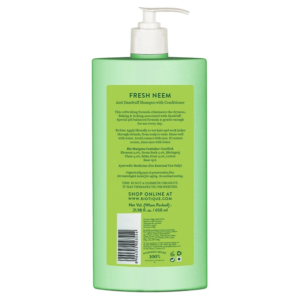 Biotique Fresh Neem Anti Dandruff Shampoo 650 ml