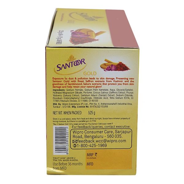 Santoor gold Soap 3 N ( 125 g Each)