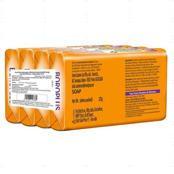 Boroplus Anticeptic Moisturizing Sandal Soap 4 N (125 g Each)