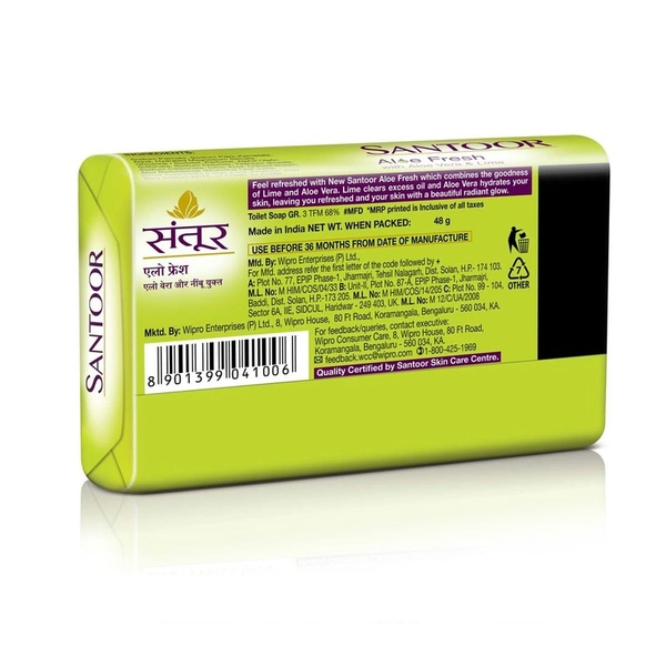 Santoor Aloe Fresh Soap 4 N (48 g Each)