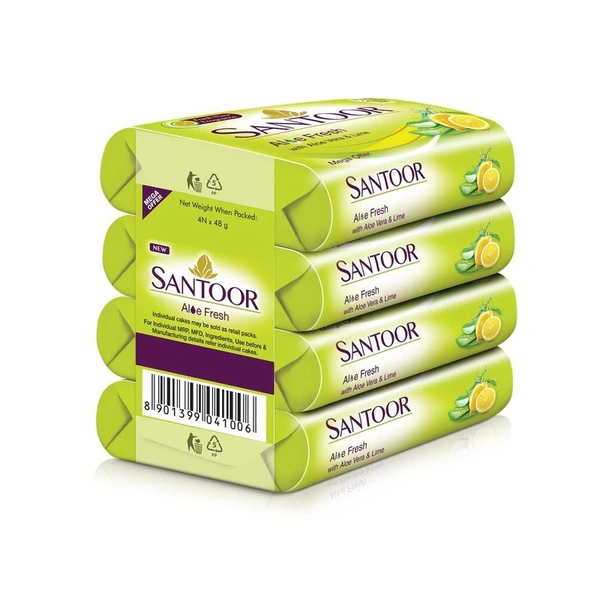 Santoor Aloe Fresh Soap 4 N (48 g Each)