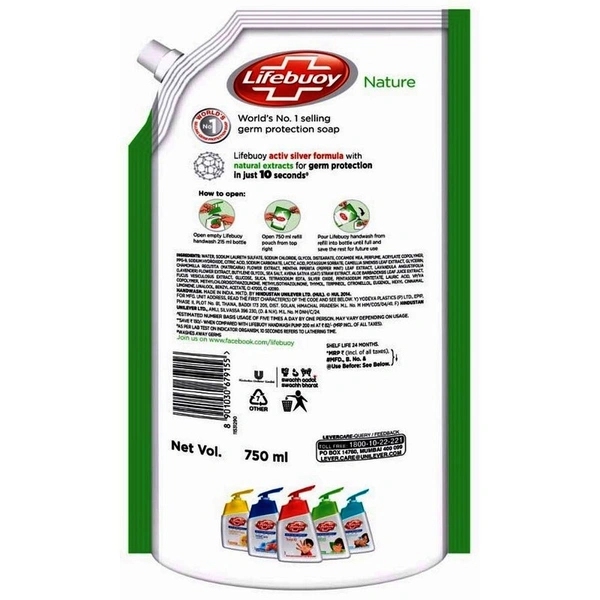 Lifebuoy Natural Liquid Hand Wash Refill, 750 ml