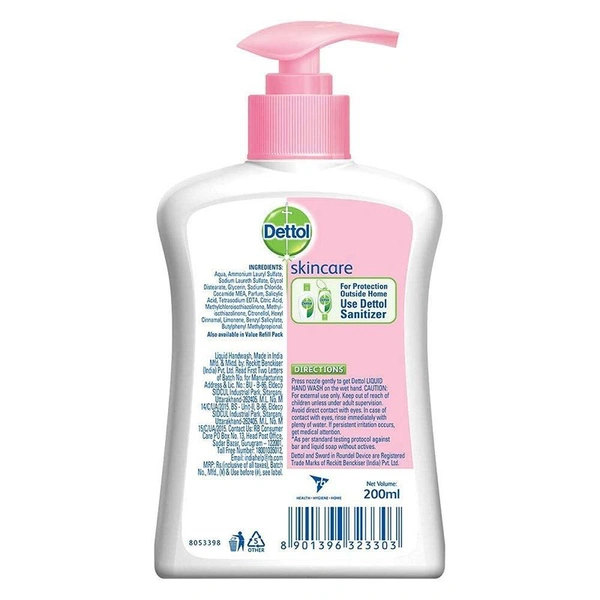 Dettol Skincare Liquid Hand Wash Pump, 200 ml
