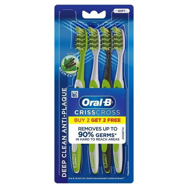 Oral-B Crisscross Antiplaq Neem Soft Toothbrush 2 N + 2 N