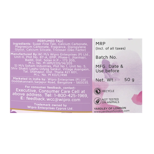 Yardley Deodorizing Talcum Powder Morning Dew, 50 g
