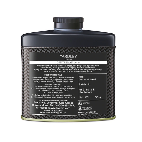 Yardley Deodorizing Talcum Powder Gentleman Classic, 50 g