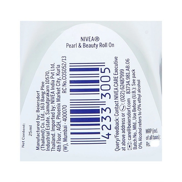 Nivea Roll On Deo Pearl And Beauty, 25 ml