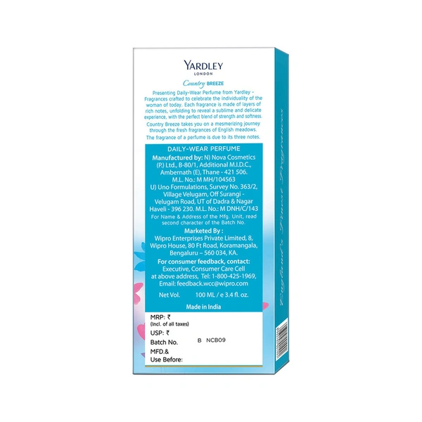 Yardley Country Breeze Daily Wear Perfume 100 ml