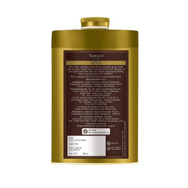 Yardley Deodorizing Talcum Powder Gold, 250 g