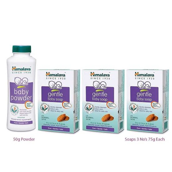 Himalaya Gentle Baby Powder & Soap 50 g + 3 N (75 g Each)