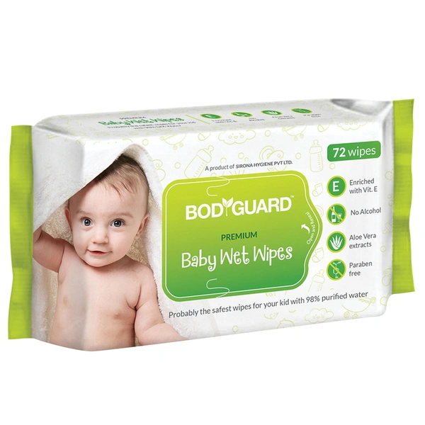 Bodyguard Baby Wet Wipes Aloe Vera 72 N