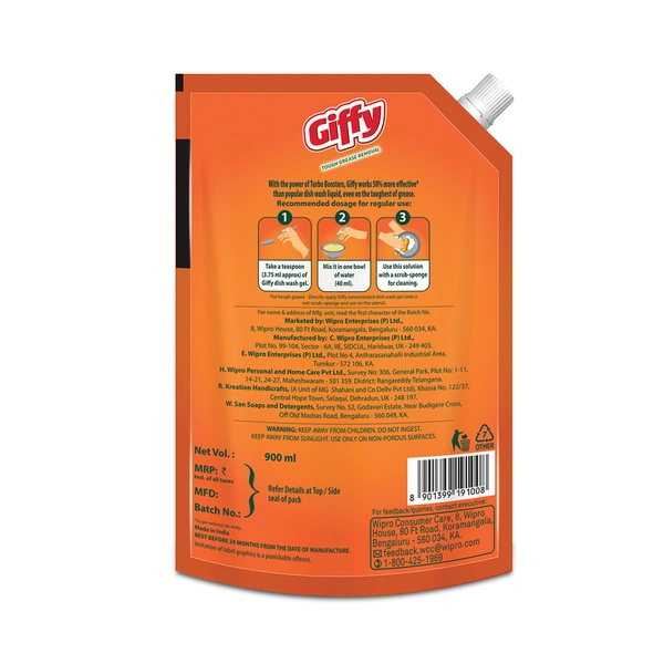 Giffy Turbo Booster Dishwash Gel 900 ml + 900 ml