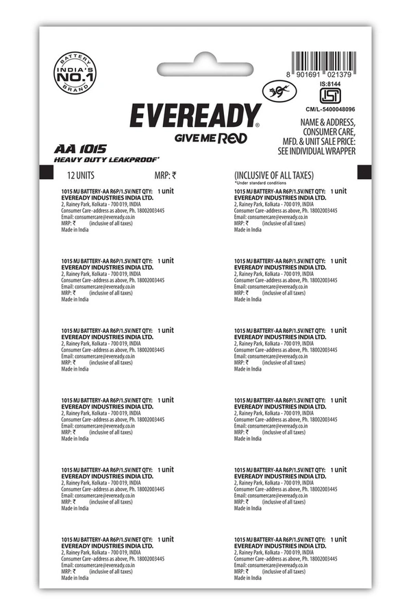 Eveready Red 1015 AA Cell 12 N