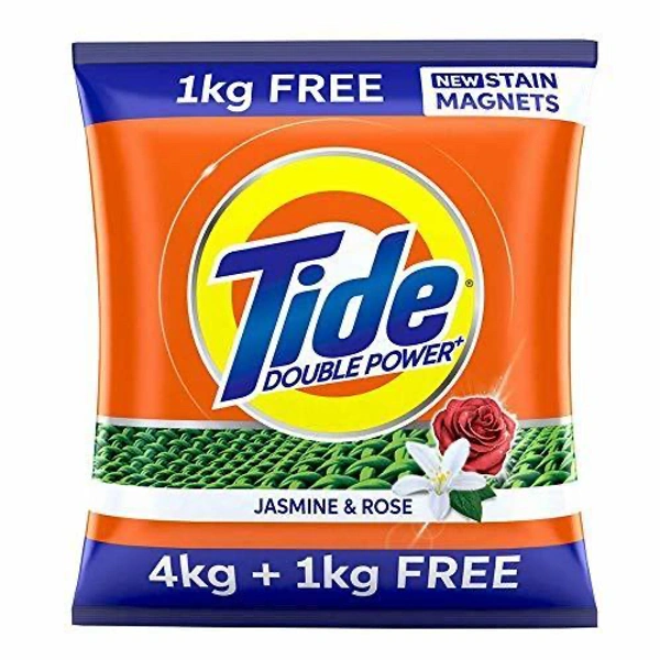 Tide Double Power Jasmine & Rose Detergent Powder 4 kg + 1 kg