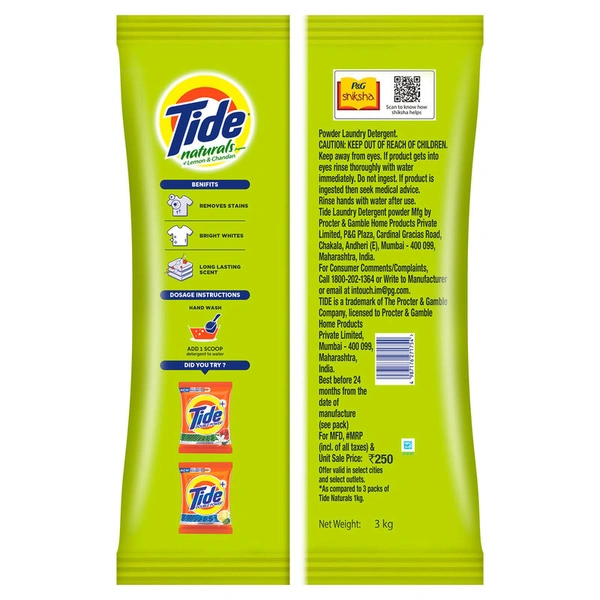 Tide Naturals Detergent Powder 3 kg